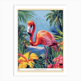 Greater Flamingo Caribbean Islands Tropical Illustration 1 Poster Art Print