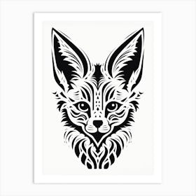 Linocut Fox Pattern 2 Art Print
