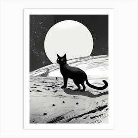 Cat In The Moonlight 1 Art Print