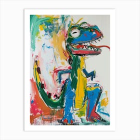 Naive Style Messy Brushstroke Dinosaur Art Print