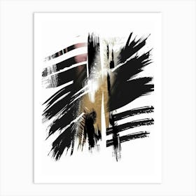 Black And White Brushstrokes 1 Art Print