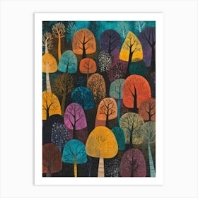 Trees In The Night Art Print