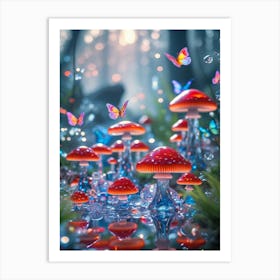 Fairy Mushrooms In The Forest Affiche