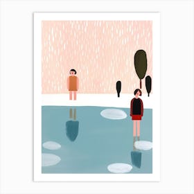 Tiny People At The Pool Illustration 1 Art Print