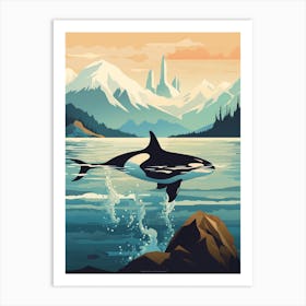 Icy Orca Whale In Ocean 2 Art Print