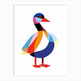 Colourful Geometric Bird Coot 1 Art Print