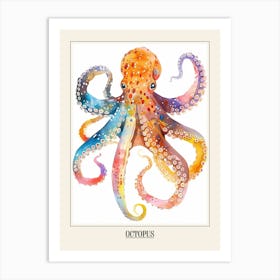 Octopus Colourful Watercolour 2 Poster Art Print