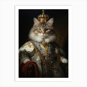 Cat With A Crown Rococo Style 3 Art Print