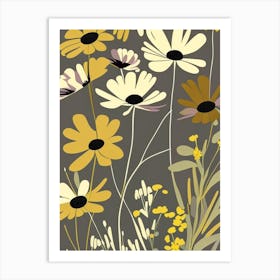 Coreopsis Wildflower Modern Muted Colours Art Print