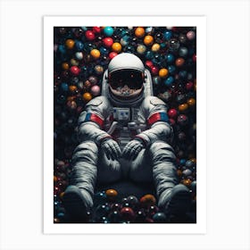 Astronaut In Ball Bath Art Print