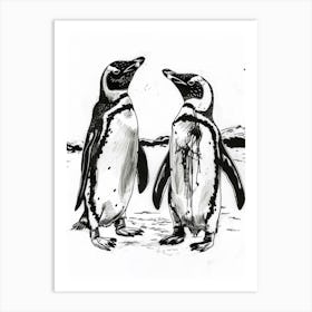 Emperor Penguin Squabbling Over Territory 2 Art Print