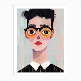 Portrait Of A Girl With Glasses Art Print