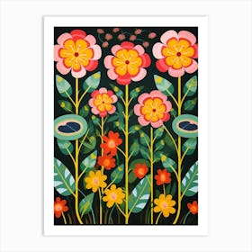 Flower Motif Painting Portulaca Art Print