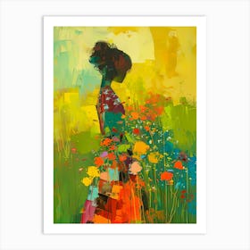 The Girl In The Flower Field Art Print