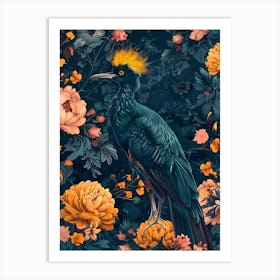 Bird With Flowers Inspired By William Morris Art Print