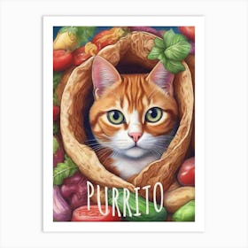 Purrito Animal Poster Pet art cute 1 Art Print