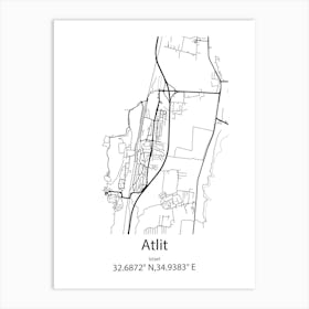 Atlit,Israel Minimalist Map Art Print