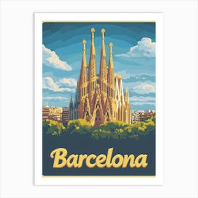 Aihrgdesign A Vintage Travel Poster Of Barcelona Featuring Th 491a99a4 E9aa 4e0b B422 212a0f09cf79 0 Art Print