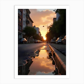 Serene Street Reflection Art Print