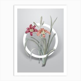 Vintage Orange Day Lily Minimalist Flower Geometric Circle on Soft Gray n.0452 Art Print