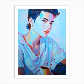 Young MAn With Cup Of Coffee Art Print