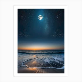 Moon Over The Ocean Art Print