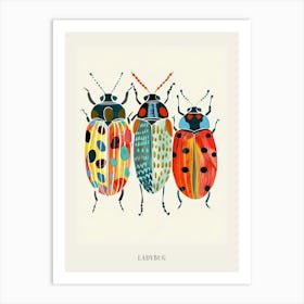 Colourful Insect Illustration Ladybug 26 Poster Art Print