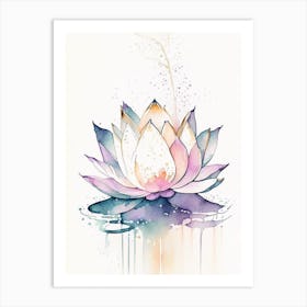 Sacred Lotus Minimal Watercolour 5 Art Print