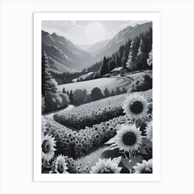 Sunflowers In The Mountains 4 Art Print