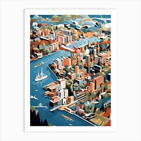 Hamburg, Germany, Geometric Illustration 3 Art Print