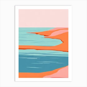 Pink Sands Beach Bahamas Midcentury Art Print