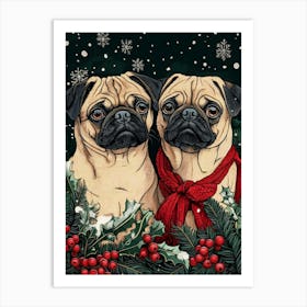 Christmas Pugs 11 Art Print