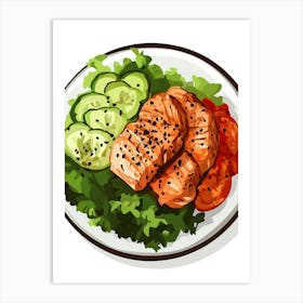 Salmon On A Plate Art Art Print