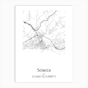 Sciacca,Italy Minimalist Map Art Print