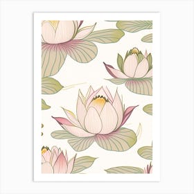 Lotus Flower Repeat Pattern Pencil Illustration 1 Art Print