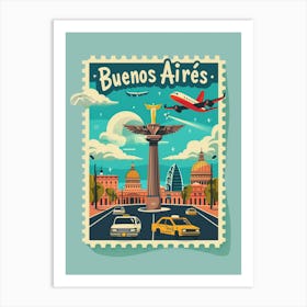 Nzme8932 Create A Minimalistic Postage Stamp Of Buenos Aires Art Print