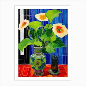 Flowers In A Vase Still Life Painting Moonflower 1 Art Print