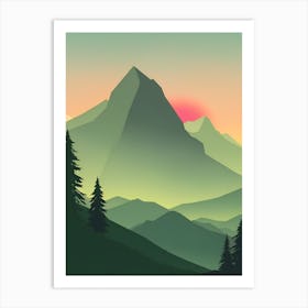 Misty Mountains Vertical Composition In Green Tone 134 Art Print