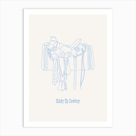 Giddy Up Cowboy Blue Art Print