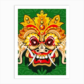 Indonesian Mask Illustration - Barong / Balinese mask / Bali mask Art Print