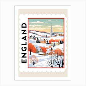 Retro Winter Stamp Poster Cotswolds United Kingdom 4 Art Print