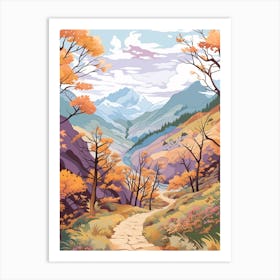 Mestia To Ushguli Trail Gerogia 1 Hike Illustration Art Print