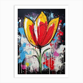 Tulip Symphony: Graffiti in Basquiat's Signature Style Art Print