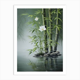 Bamboo Trees And Flowers Art Print