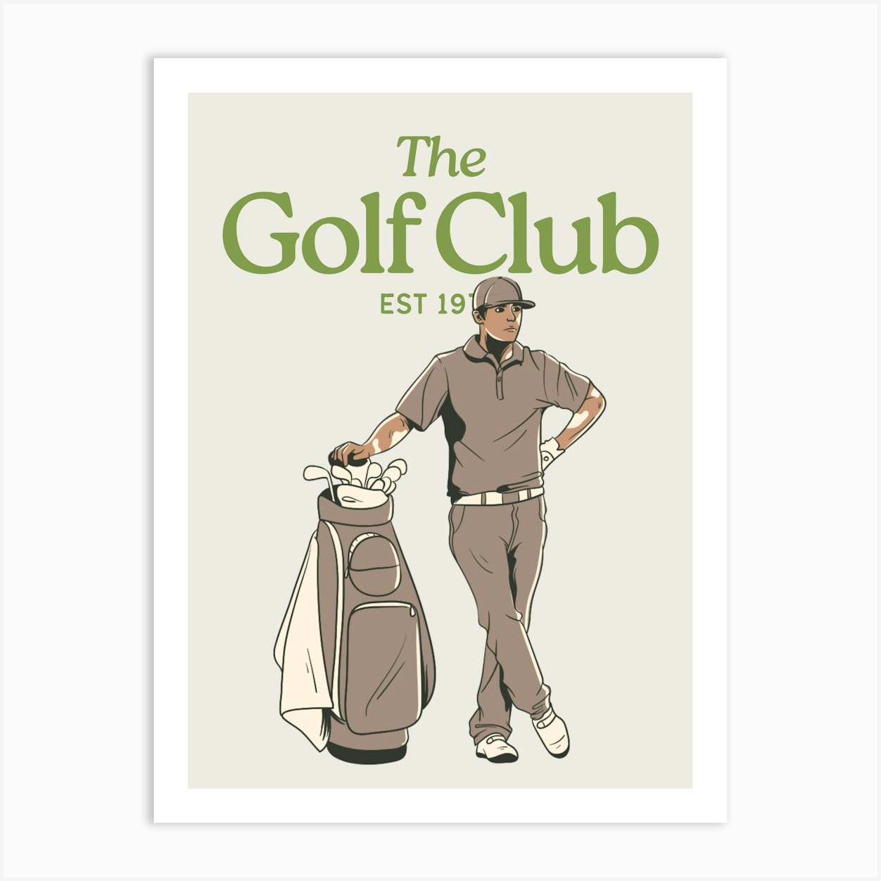 The Golf Club Print | Vintage Retro Decor | Golf Lover Prints | Sporty Athletic Wall Art | Beige + Green Earth Tone Decor | Sports Club Prints 8 Art