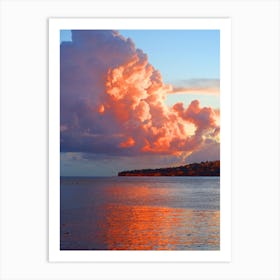 Sky Cloud Water Orange Peach Blue Naples Italy Italia Italian photo photography art travel Art Print