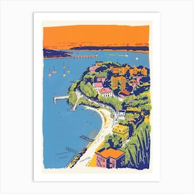 Pelham Bay New York Colourful Silkscreen Illustration 3 Art Print