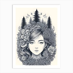 Girl In The Forest Art Art Print