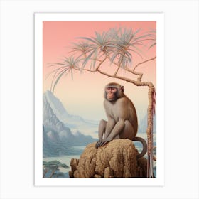 Macaque 1 Tropical Animal Portrait Art Print