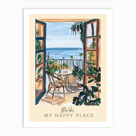 My Happy Place Malibu 3 Travel Poster Art Print